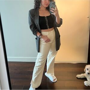 Pretty little thing white flare jeans UK 12 EU 42